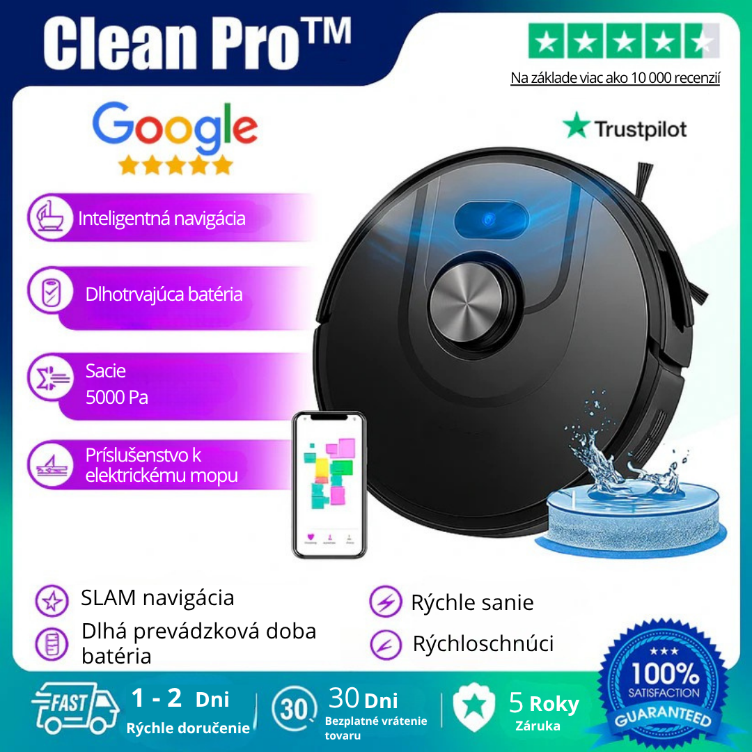 Inteligentný robotický vysávač 3 v 1 CleanPro™